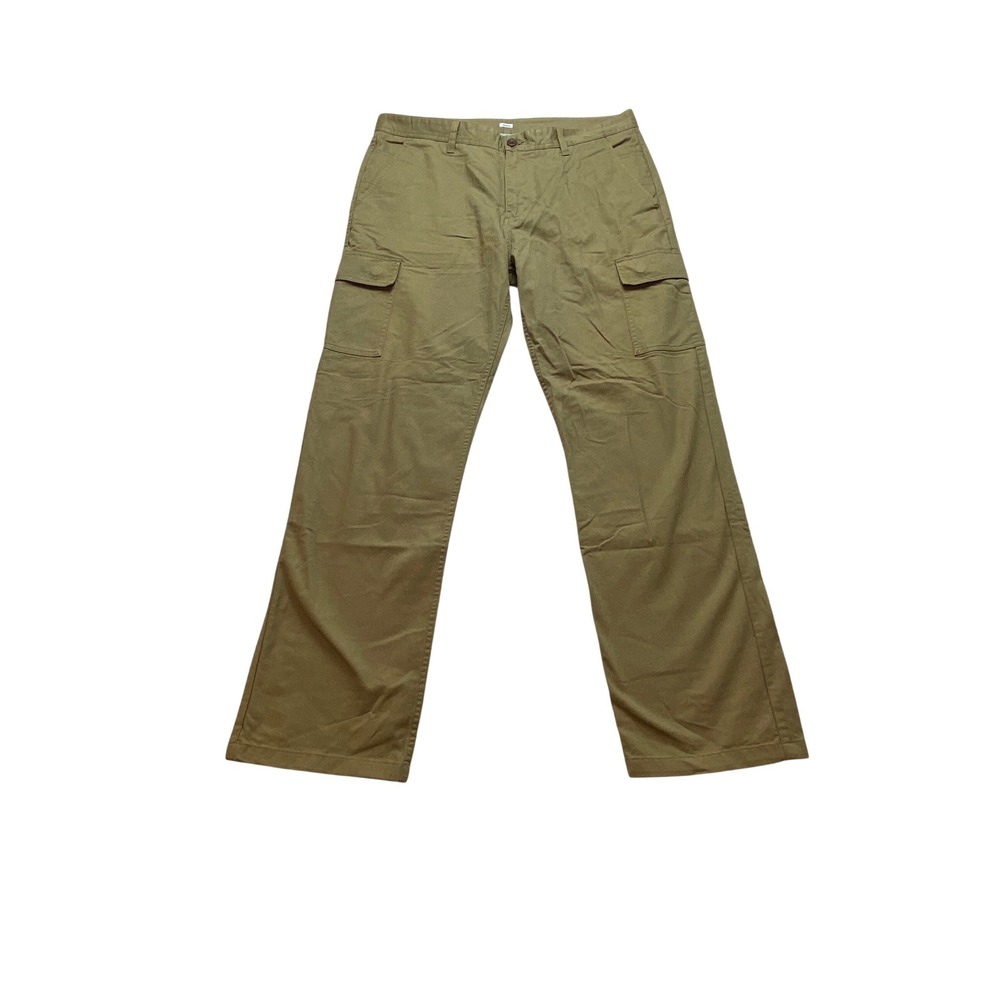 Katin Mens Cargo Pants Olive‎ Green Herringbone Straight Leg Size 36X34